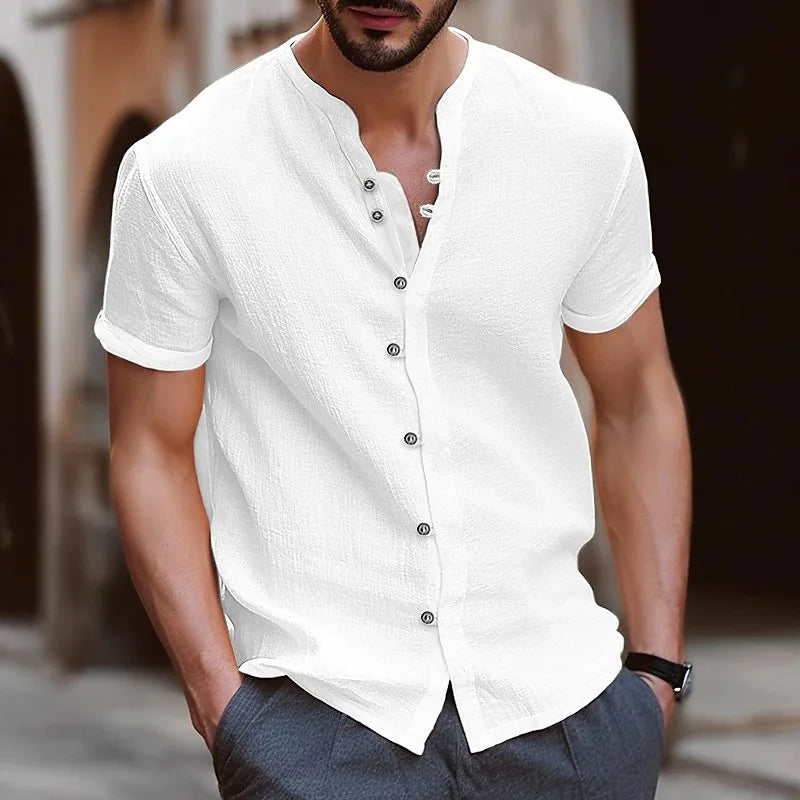 Camisa Masculina de Verão Linho - Elegância Casual