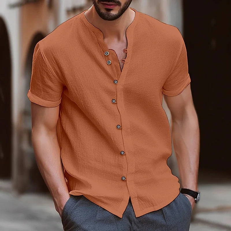 Camisa Masculina de Verão Linho - Elegância Casual